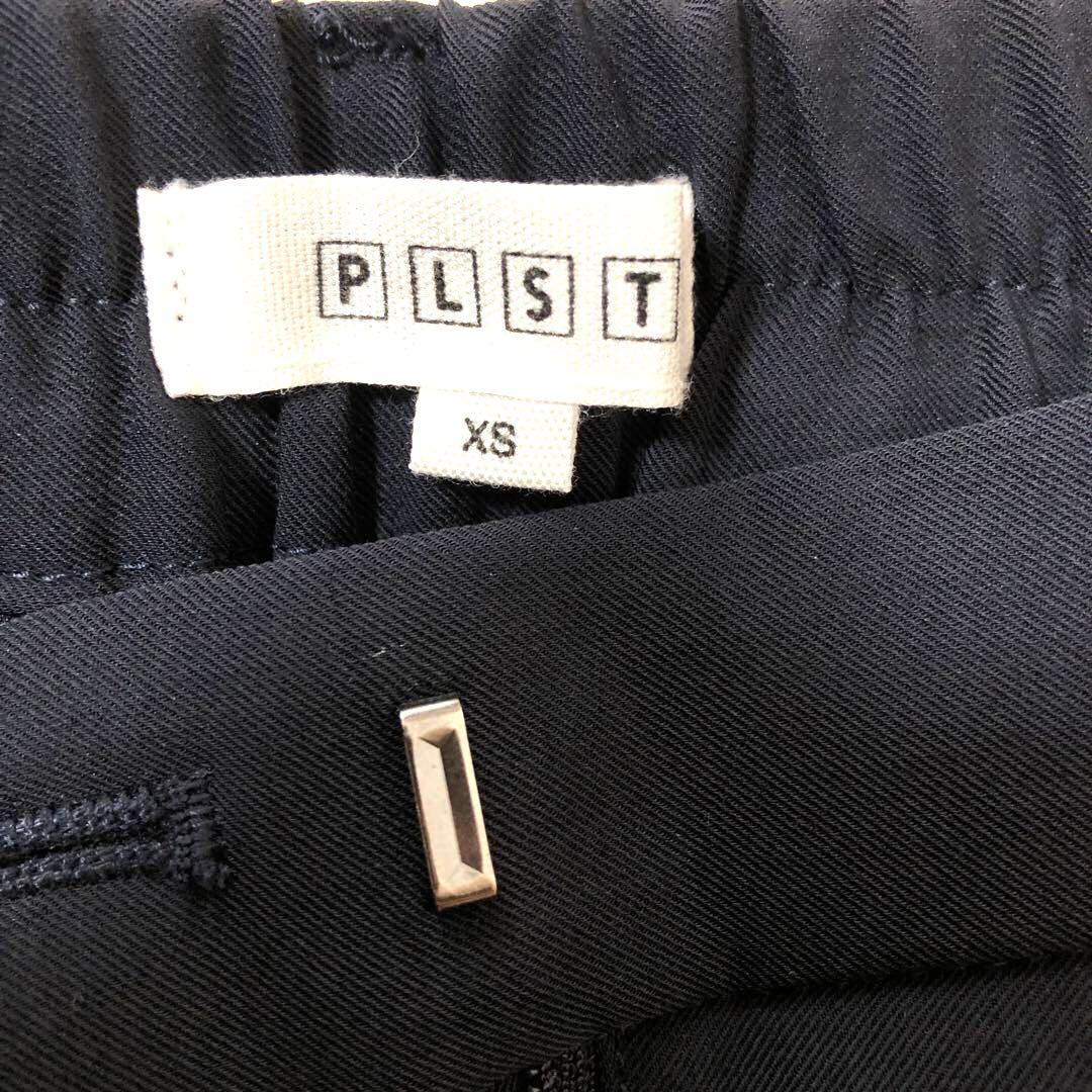 美品 PLST プラステ パンツスーツ 上下セットネイビー ノーカラー