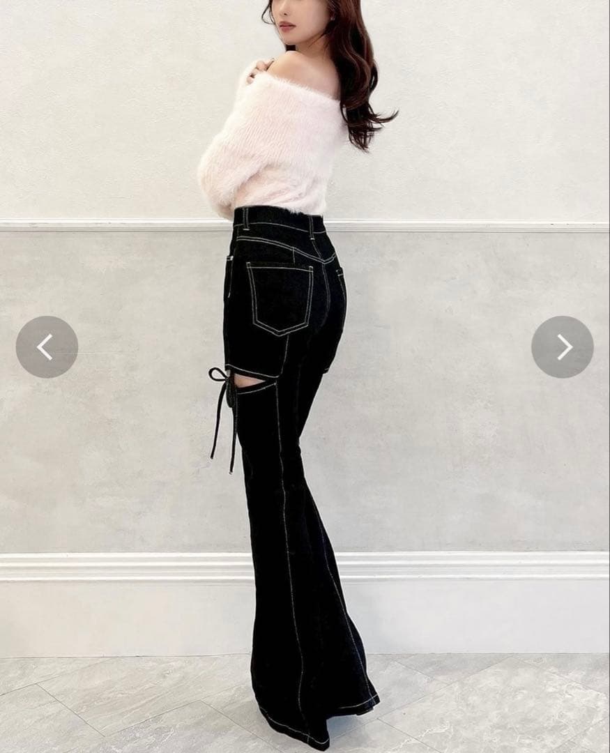 RESEXXY カットアウトリボンデニムパンツ ブラック M