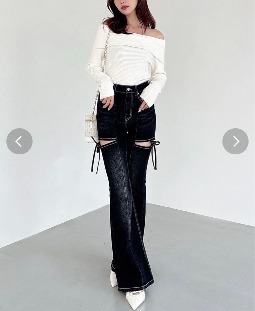 RESEXXY カットアウトリボンデニムパンツ ブラック M