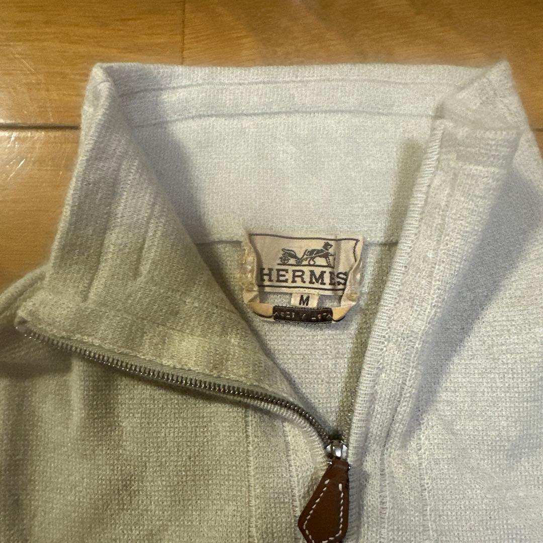 t*o様 HERMES ハーフジップセーター M ライトグレー