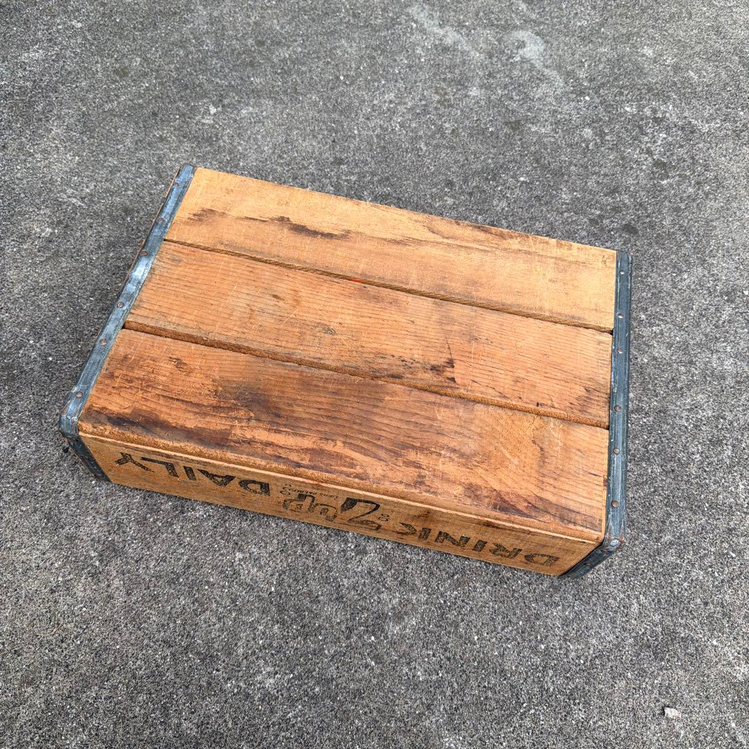 1973年製　70s 7UP ヴィンテージ　木製　ウッド　ボックス　コンテナ