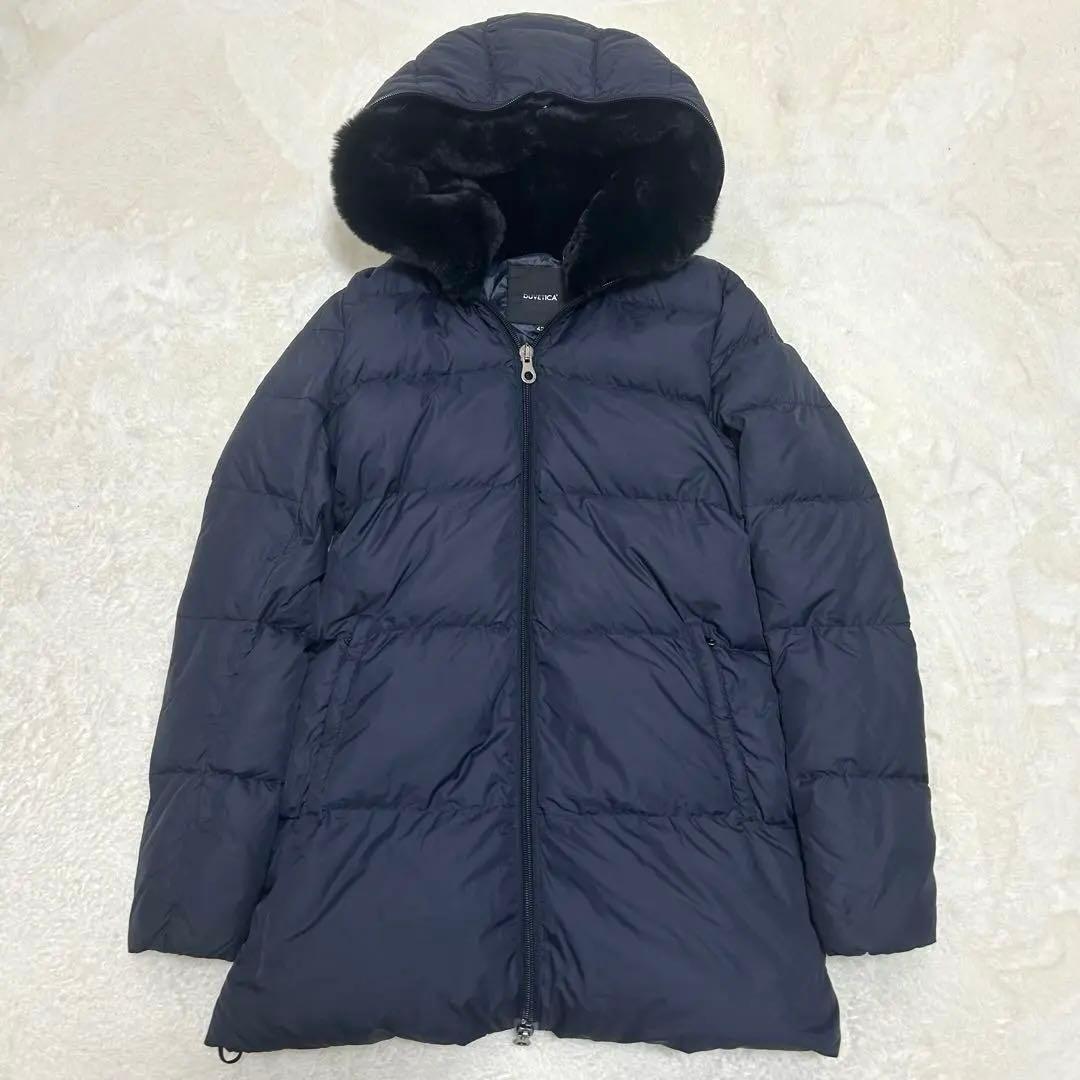 【美品】デュベティカ アルウェン ラビットファー ダウンコート ネイビー 42
