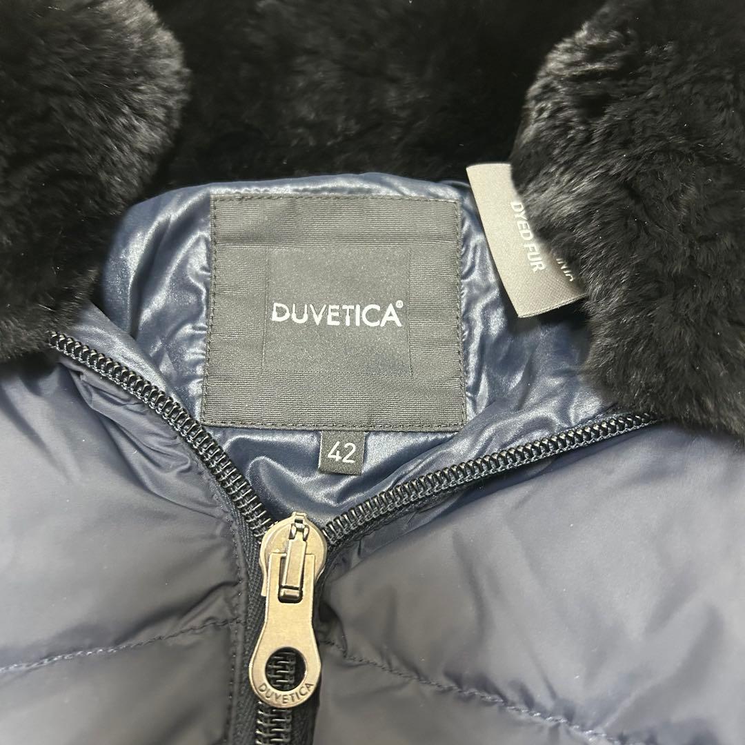 【美品】デュベティカ アルウェン ラビットファー ダウンコート ネイビー 42