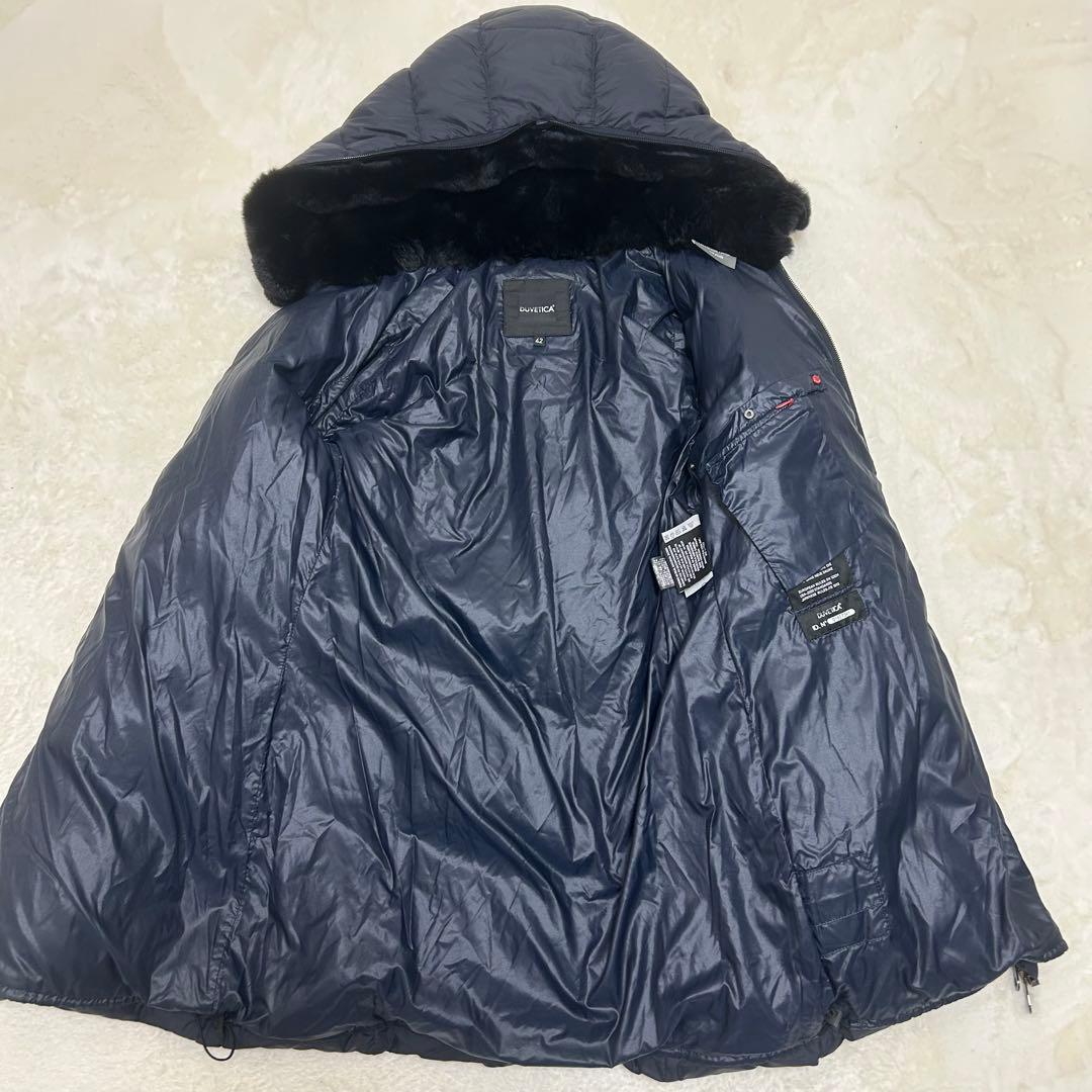 【美品】デュベティカ アルウェン ラビットファー ダウンコート ネイビー 42