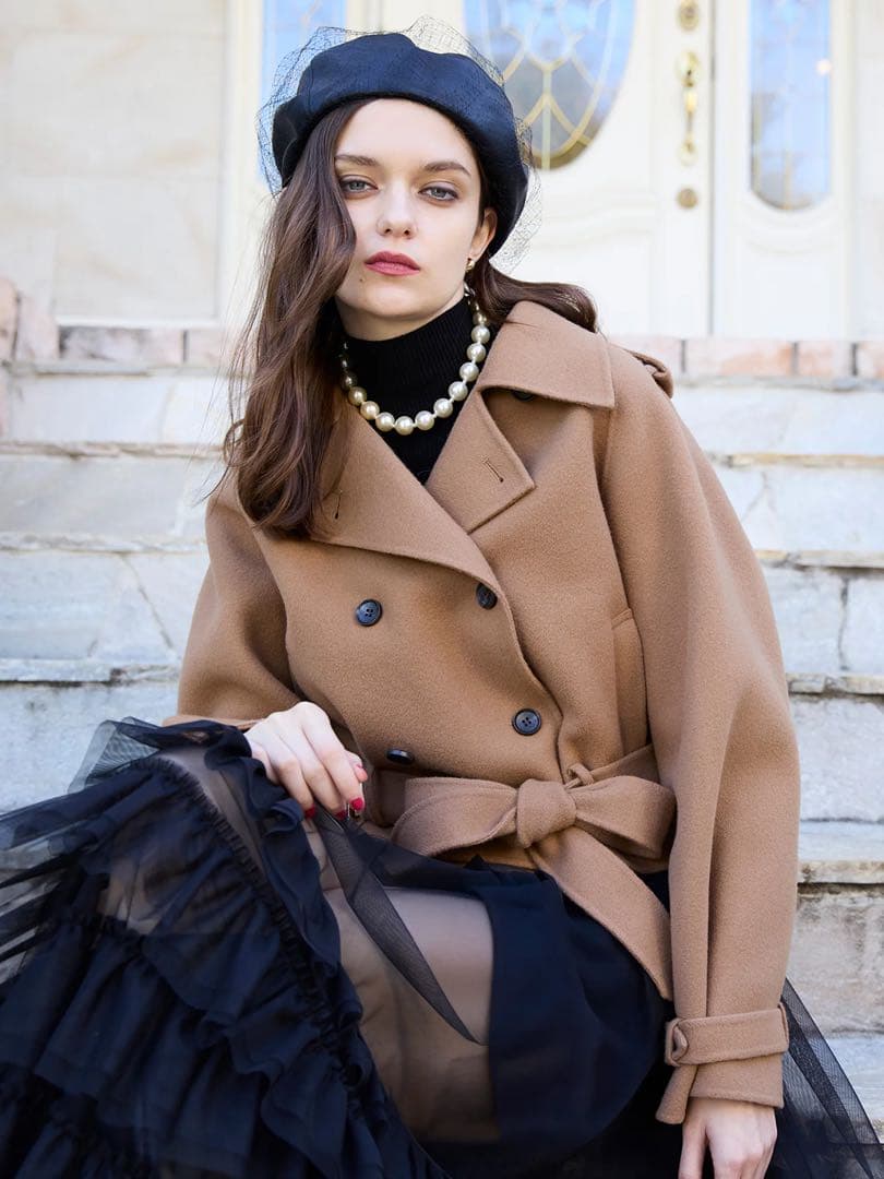 ウールショートトレンチコート　eimy