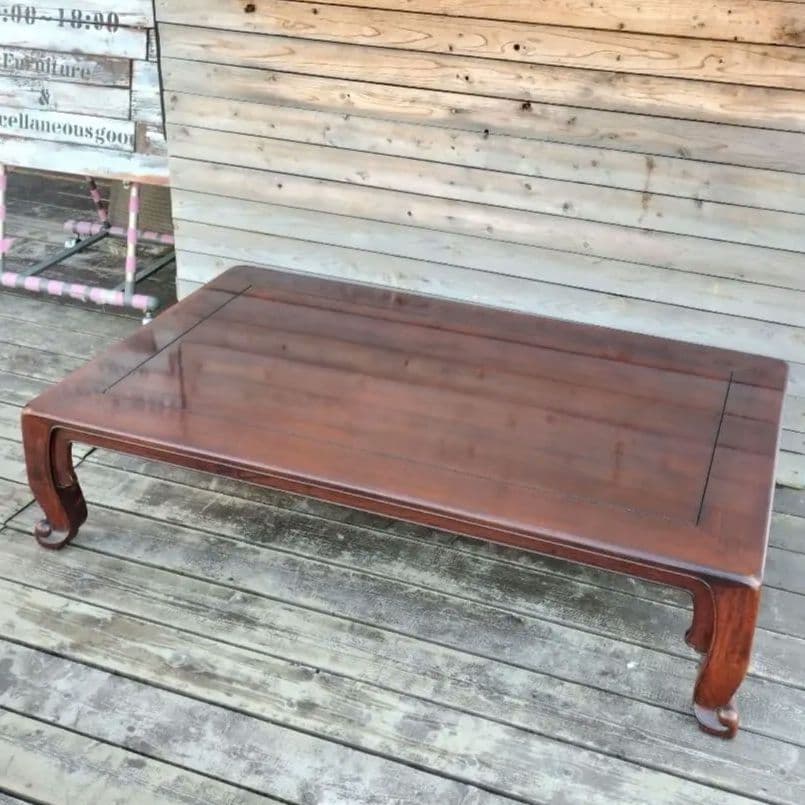 M♦ばんばん送料込　漆塗り　紫檀(シタン)　無垢材　唐木　座卓