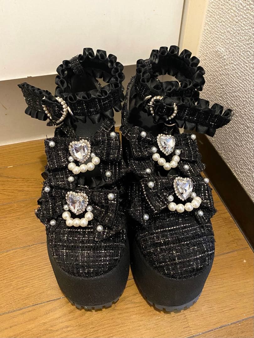 Ank Rouge ツイード厚底シューズ ブラック Sサイズ