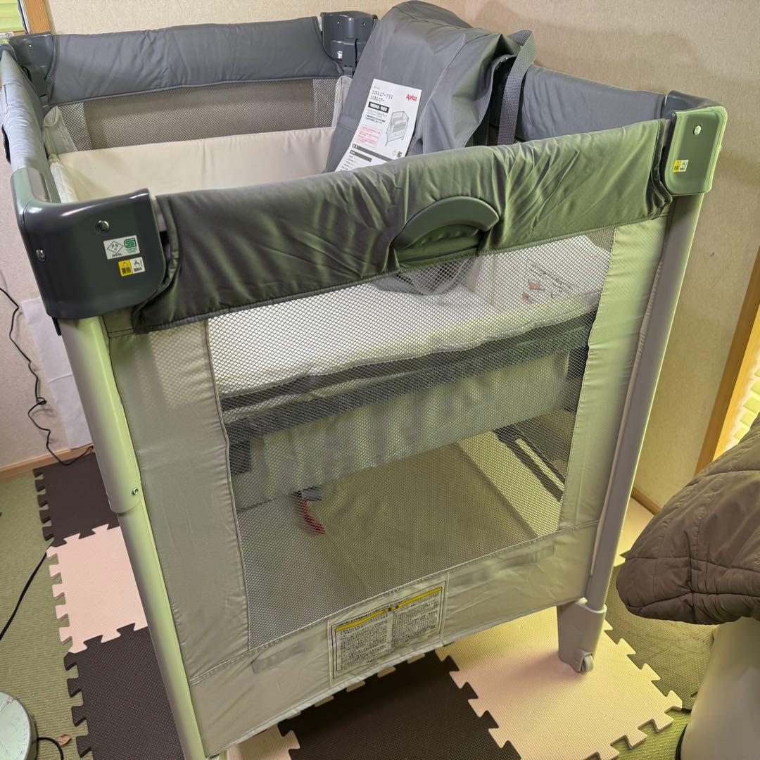 【数回のみ】 ココネルエアーAB アップリカ　ベビーベッド　グレーベアー