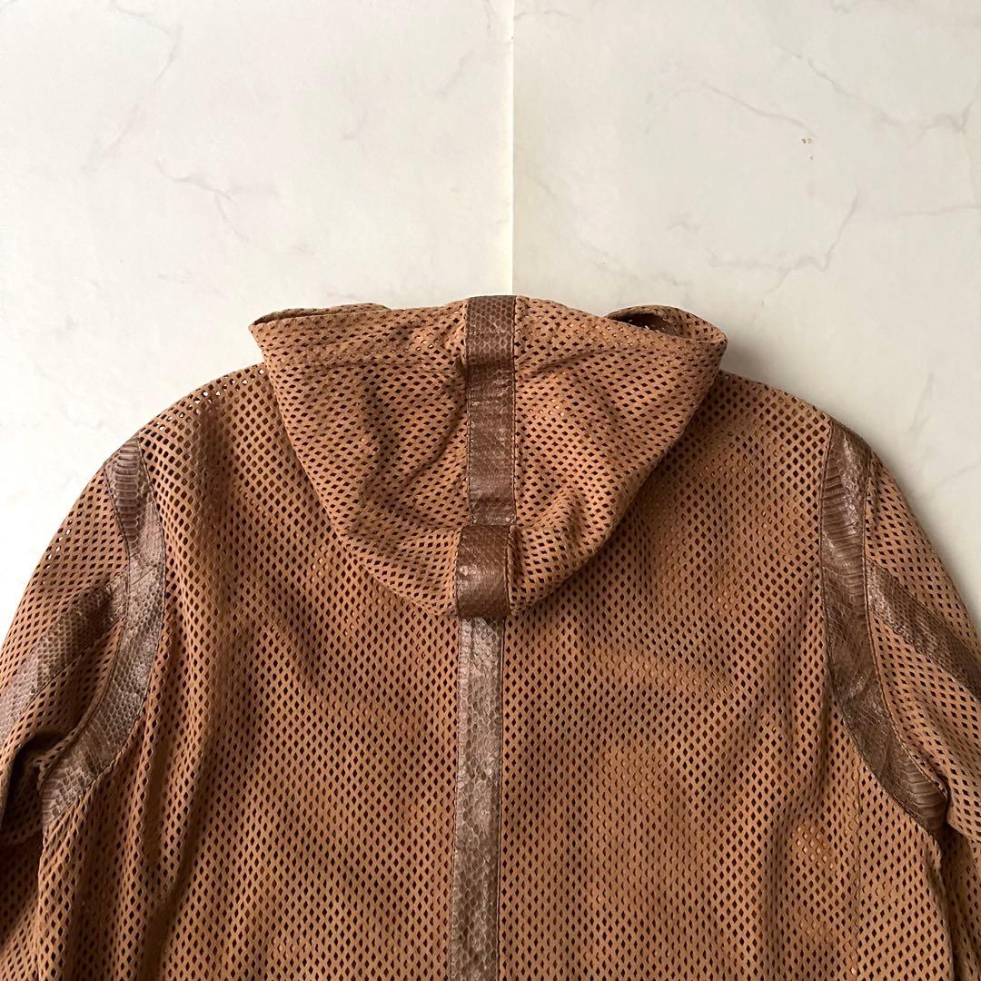 Alexander McQUEEN レザージャケット メッシュ パーカーパイソン