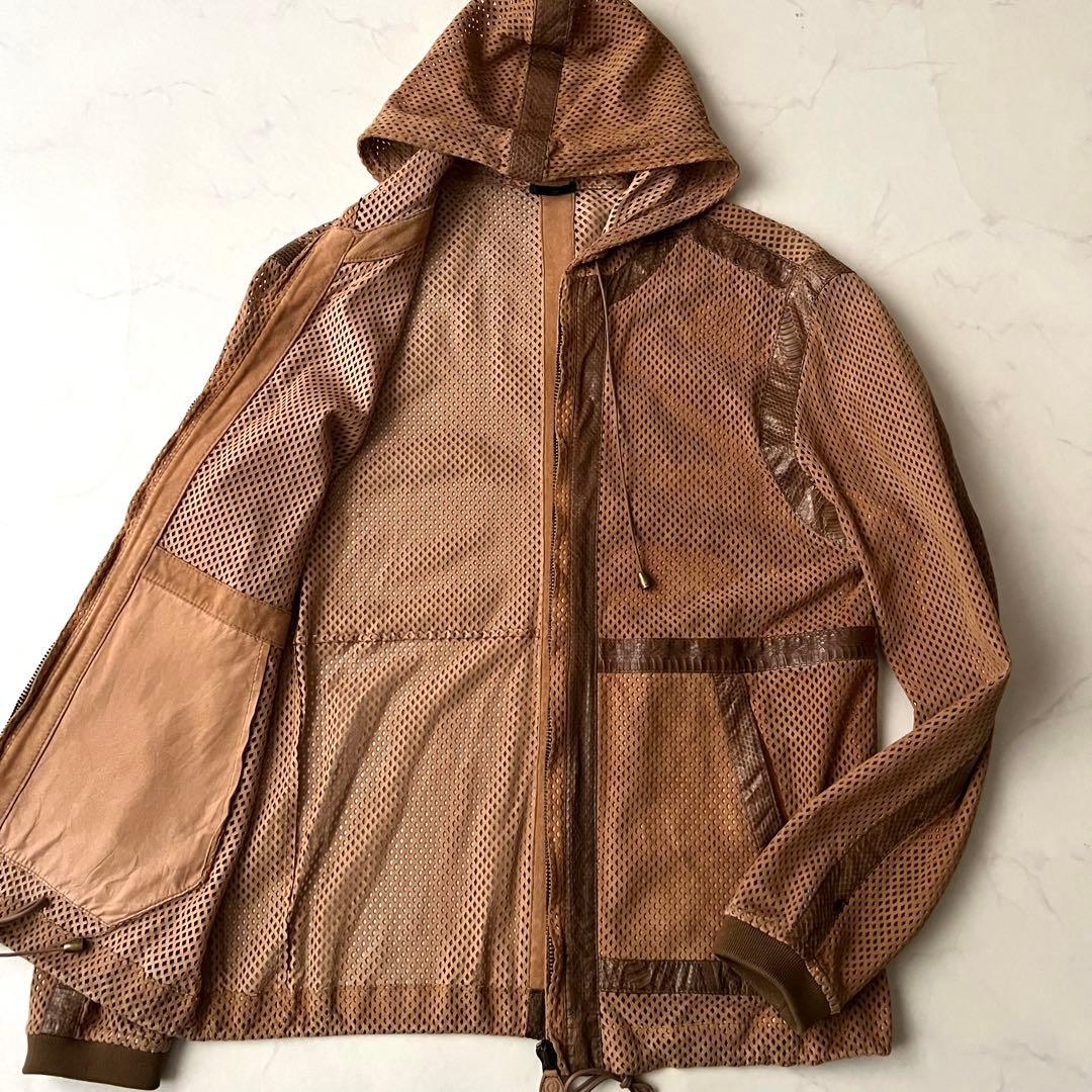 Alexander McQUEEN レザージャケット メッシュ パーカーパイソン