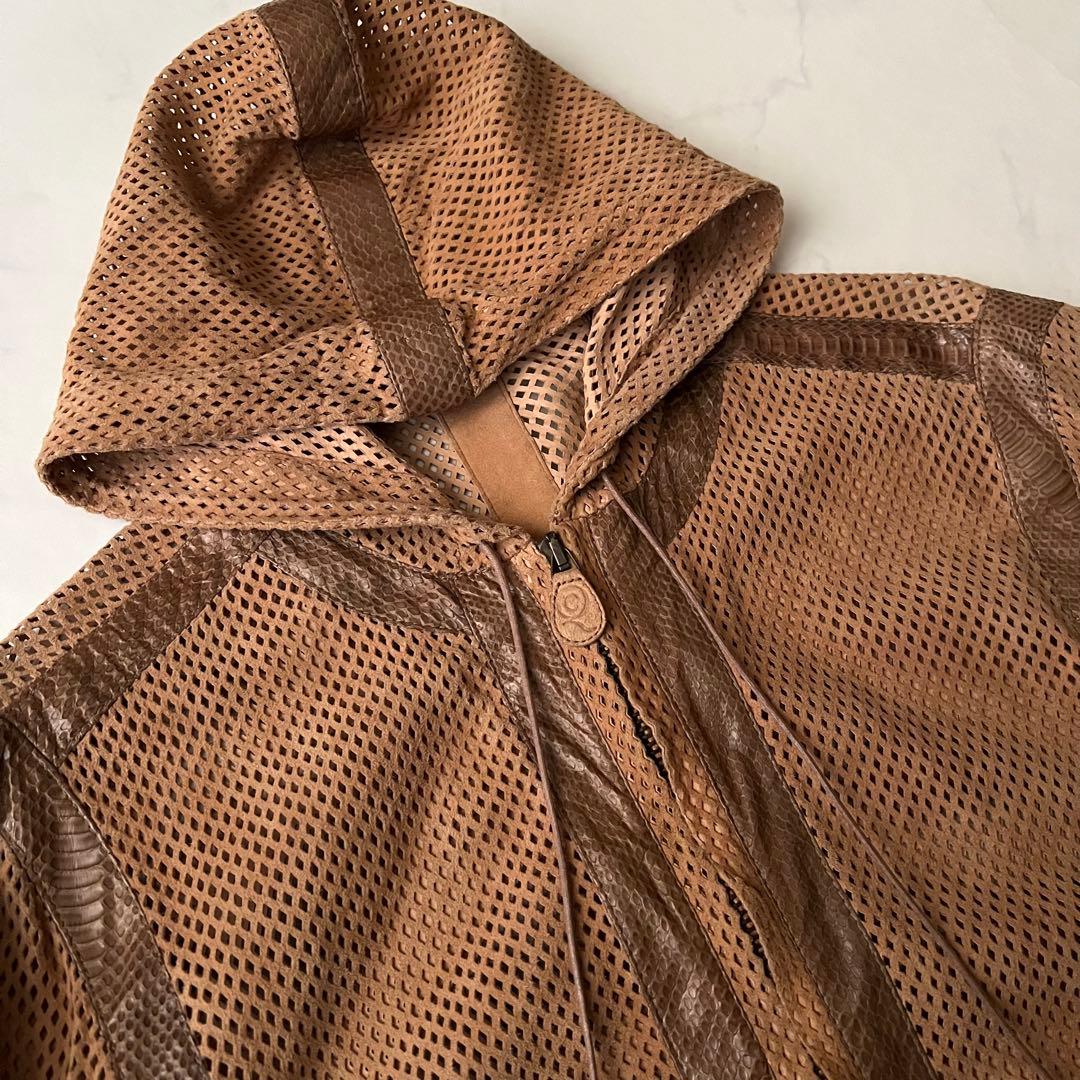 Alexander McQUEEN レザージャケット メッシュ パーカーパイソン