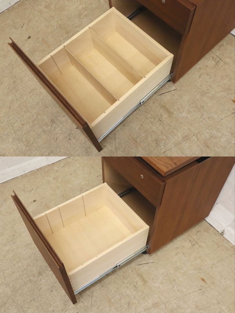 美品【カリモク】デスクワゴン SS04・ウォールナット材・袖机・ユーティリティー