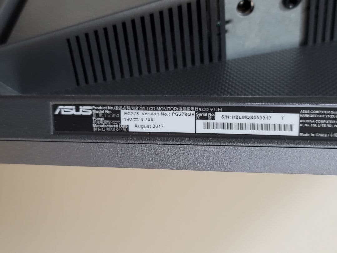 ASUS ROG SWIFT PG278QR 27型 WQHD 165Hz 2K