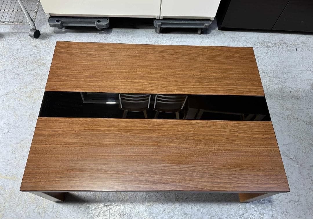 うさぎ 株式会社 プラス 木目 長方形 こたつトップ黒ガラス付幅106cm