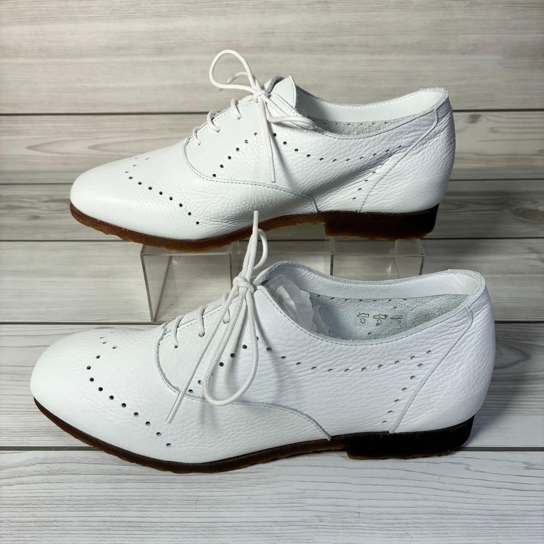 137【ほぼ新品】アルシュ SADIZIレースアップシューズ 本革 白 37