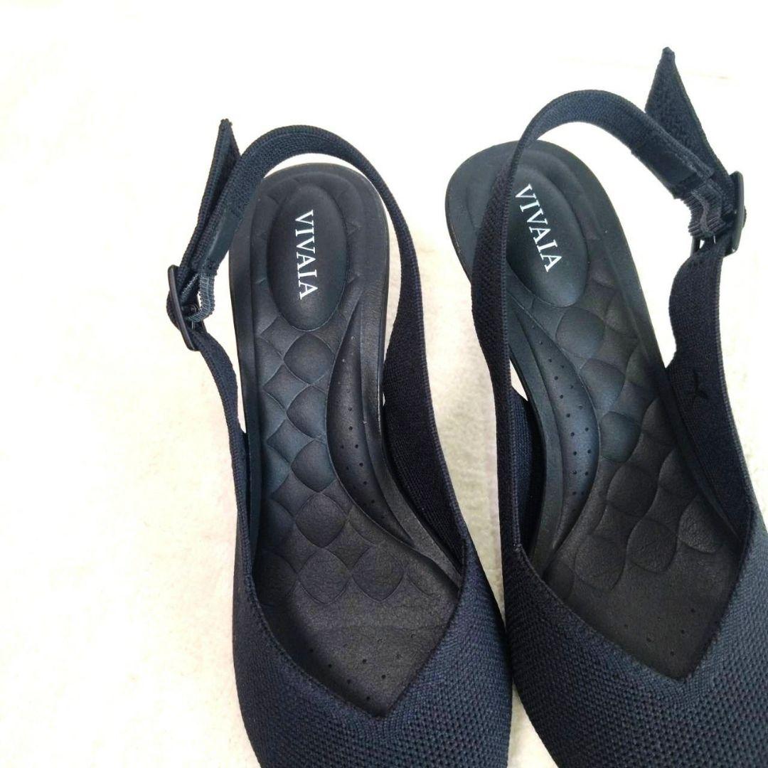 人気・ほぼ新品！VIVAIA 黒 スリングバック ポインテッドトゥ サンダル