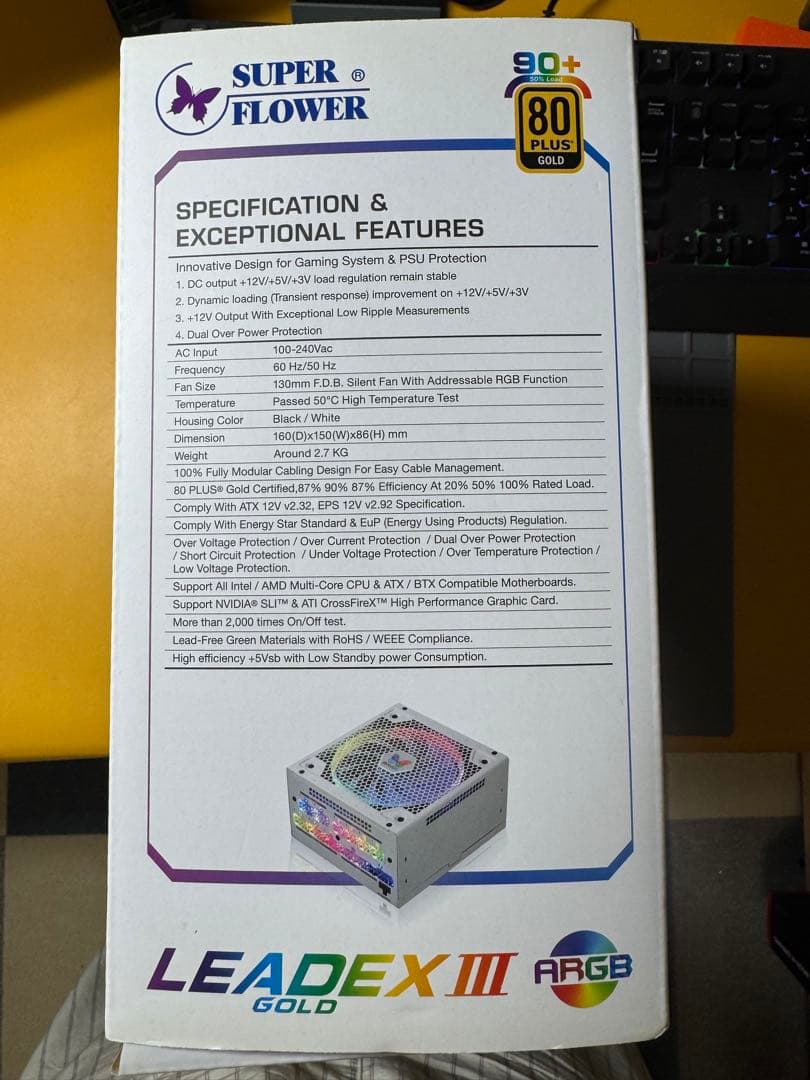 SUPER FLOWER LEADEX III ARGB 850W　電源ユニット