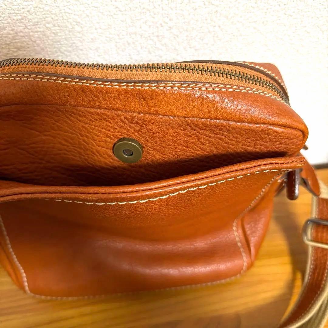 土屋鞄 ブラウンレザーショルダーバッグ