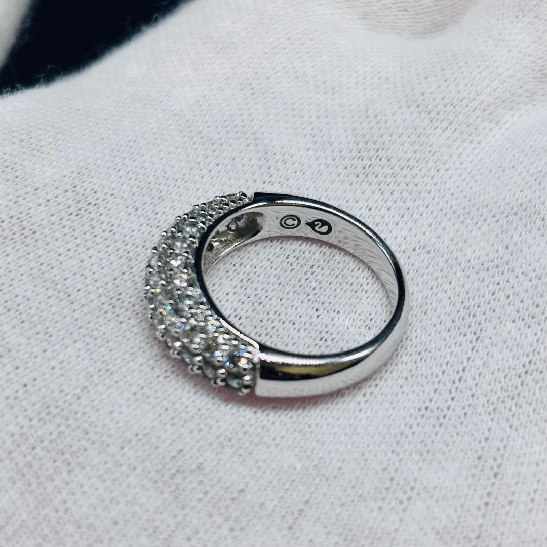 スワロフスキー ハーフパヴェ リング ゴールド シルバー 2点セット 55号