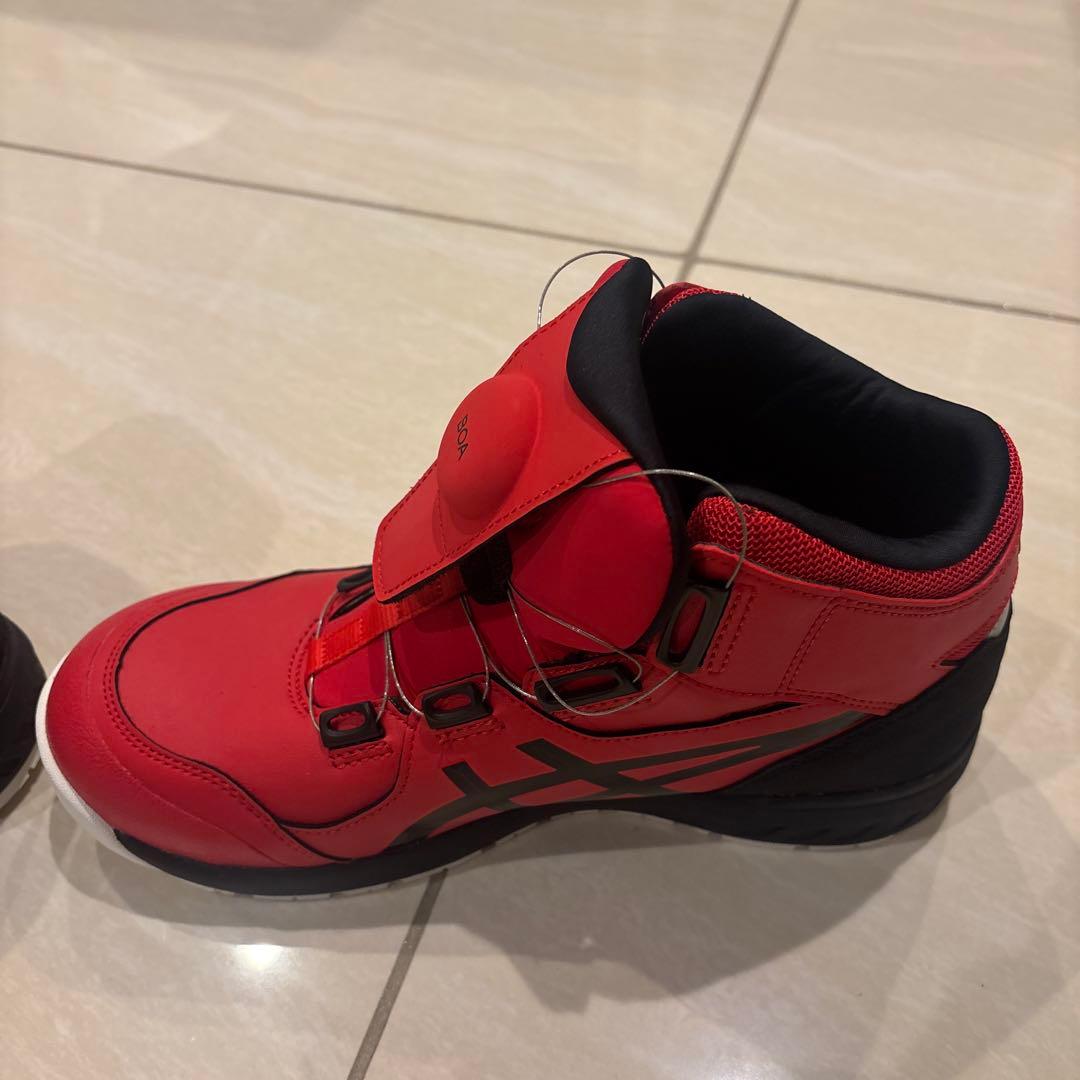 asics ボアシステム 安全靴 レッド