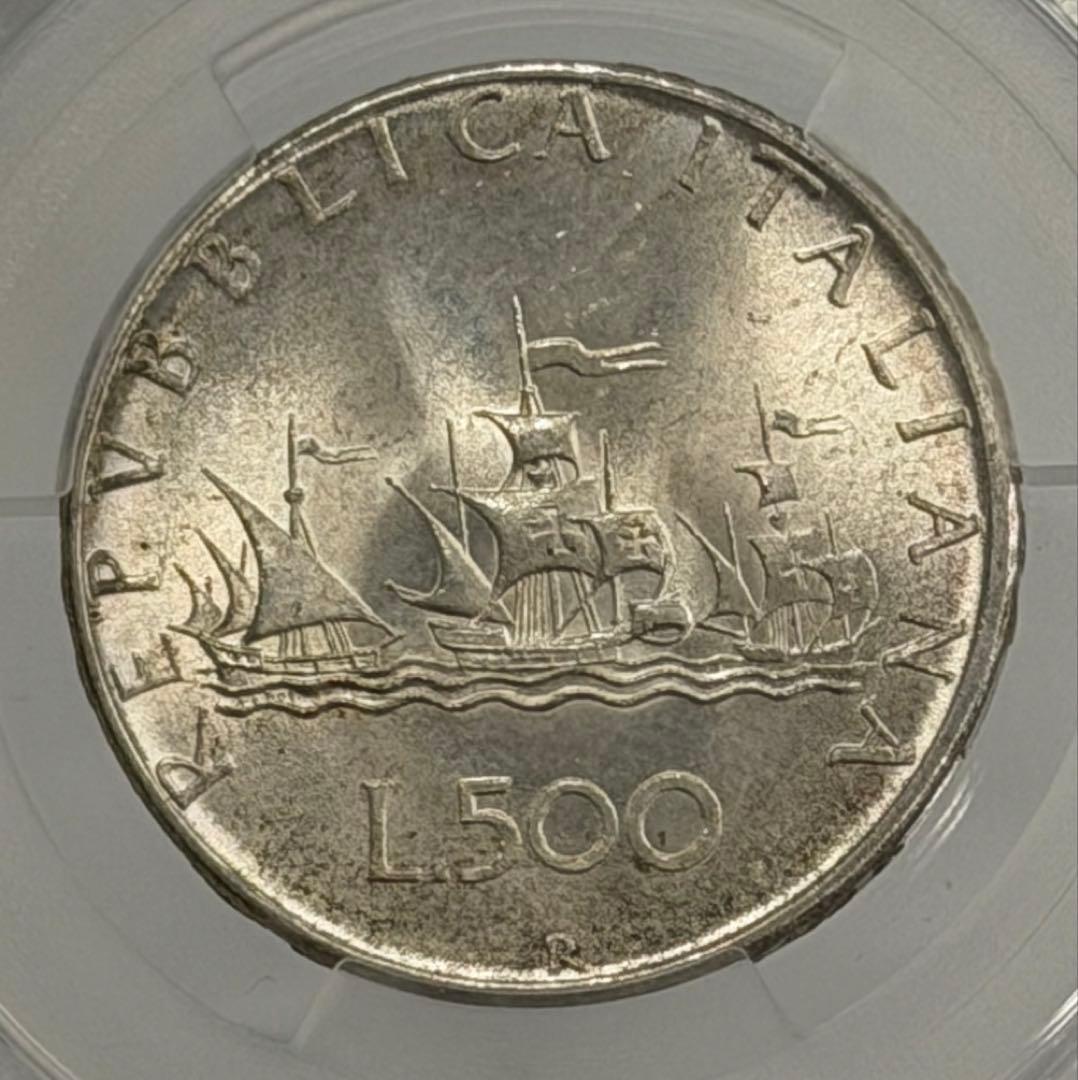 1967年-Rイタリア 500リラ 銀貨 PCGS高鑑定