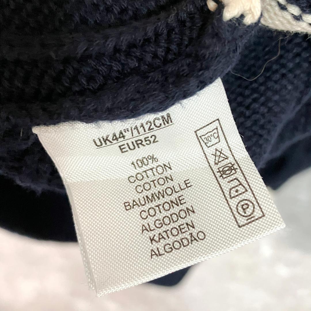 Alan&Paine　チルデンベスト　ネイビー　Ⅴネック　アラン　コットン