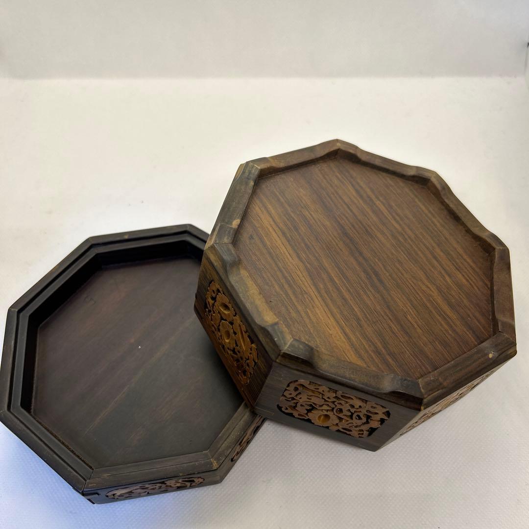希少 まとめ売り 黒檀 アクセサリーケース 文箱 ジュエリー 長方形 八角形