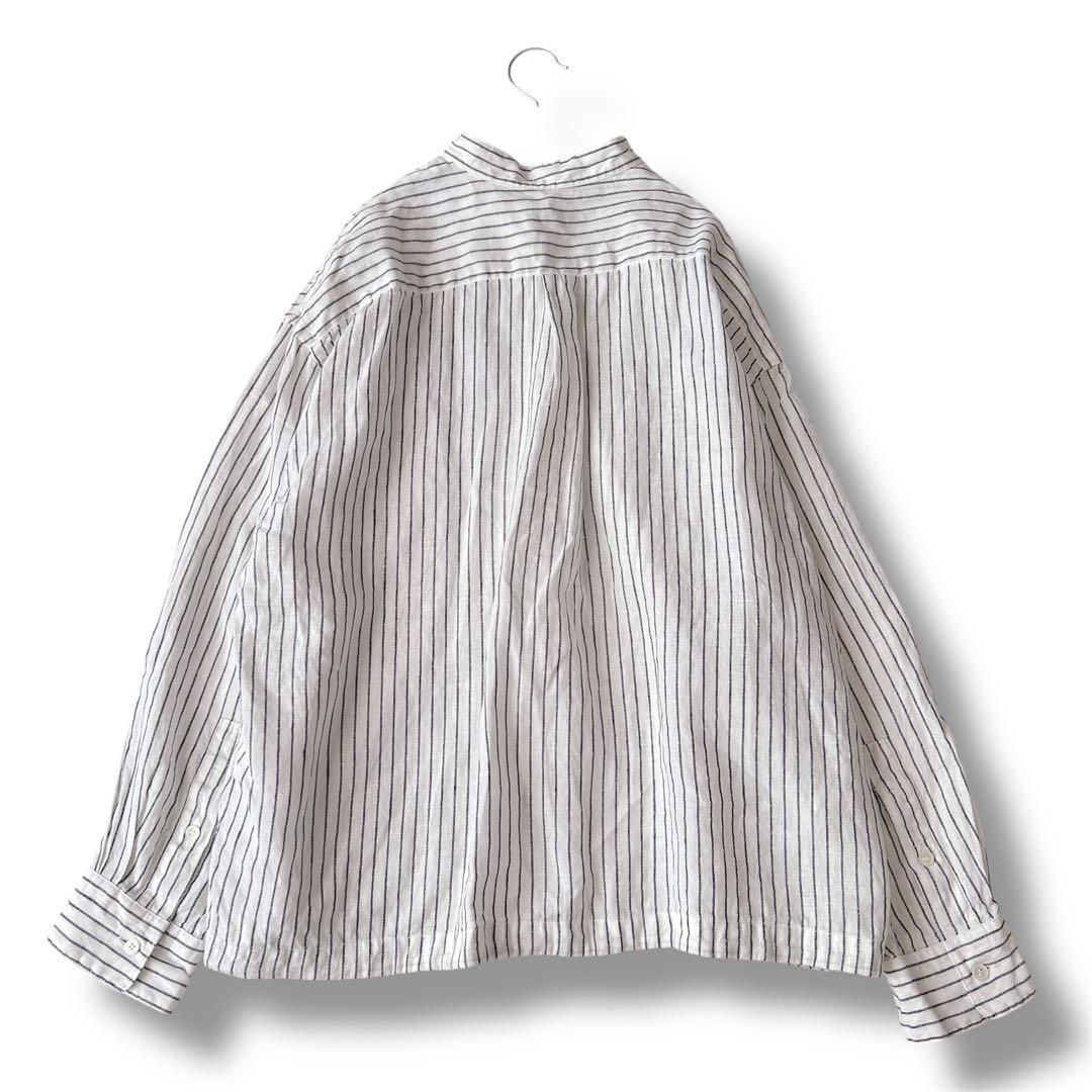 美品✨フレームワーク✨人気　フレンチリネンドロストシャツ　バンドカラー　羽織り