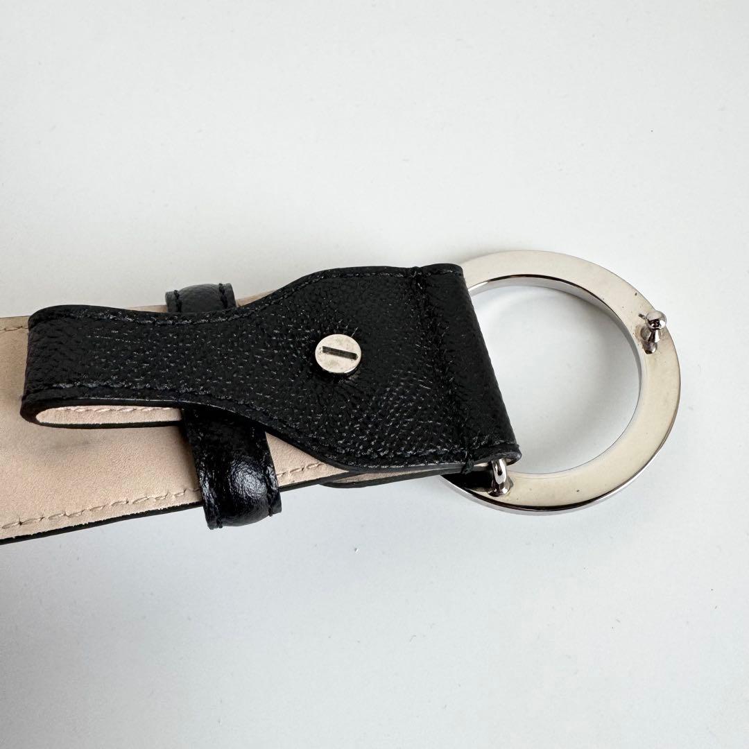 【極美品】BVLGARI サークルロゴ シルバー ベルト レザー ブラック