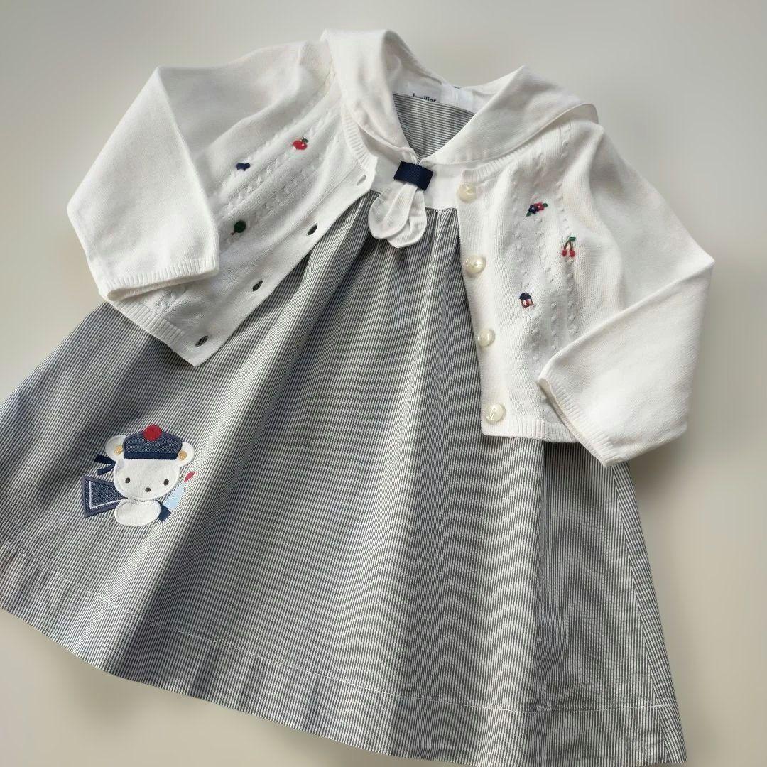 美品★2024SS★90cm familiar セーラー衿半袖ワンピース