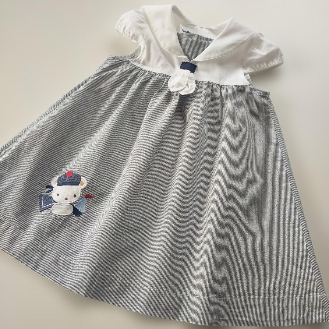 美品★2024SS★90cm familiar セーラー衿半袖ワンピース
