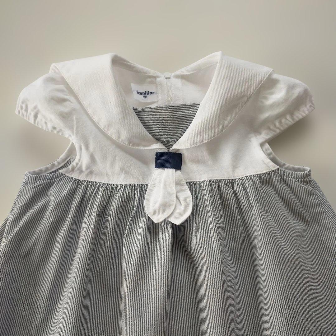 美品★2024SS★90cm familiar セーラー衿半袖ワンピース