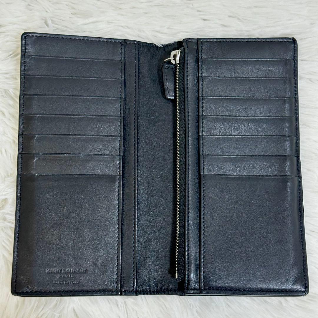 美品✨️SAINT LAURENTサンローラン クロコ型押し 長財布 ブラック