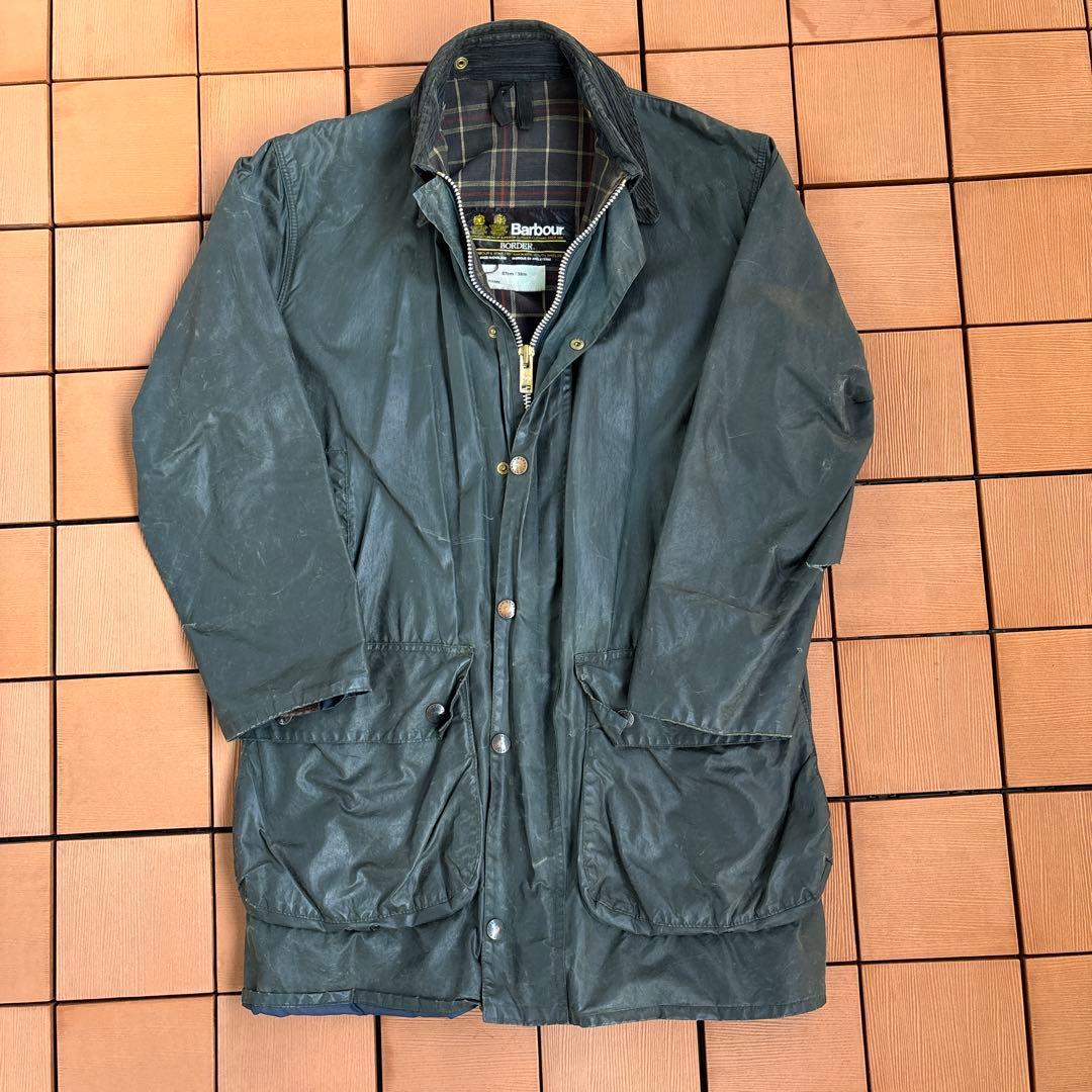 侘*ド様 Barbour ボーダー 2ワラント 80s グリーン