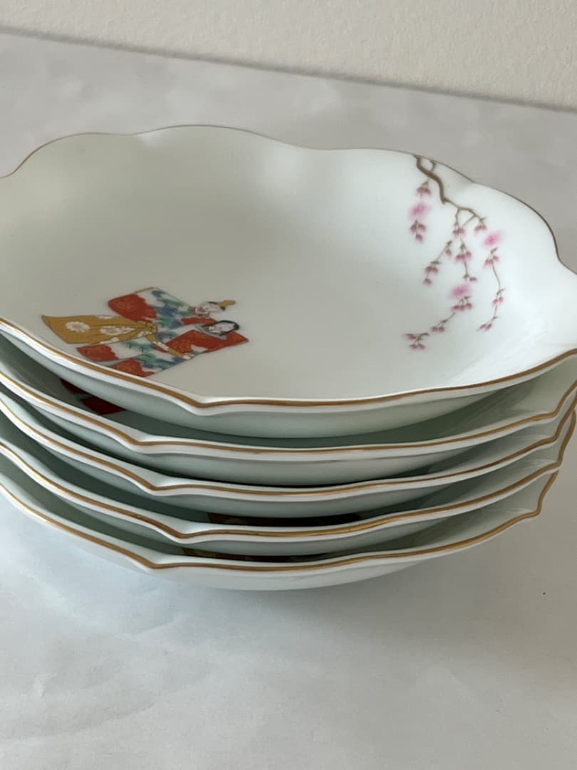 【未使用】深川製磁 宮内庁御用達 ひな人形 桜型取皿揃 5枚セット