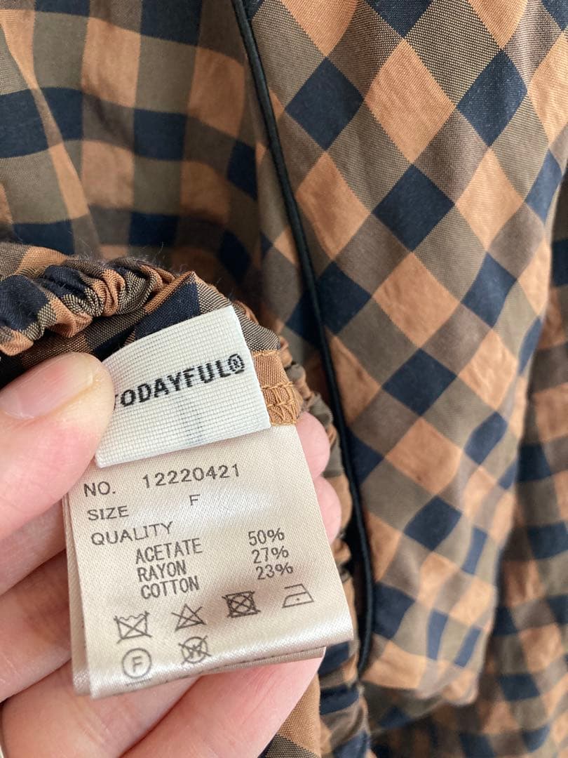 トップス TODAYFUL Ginghamcheck Puff Blouse
