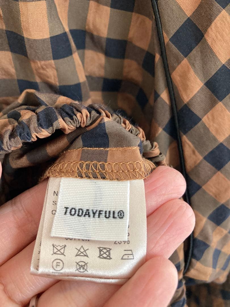 トップス TODAYFUL Ginghamcheck Puff Blouse