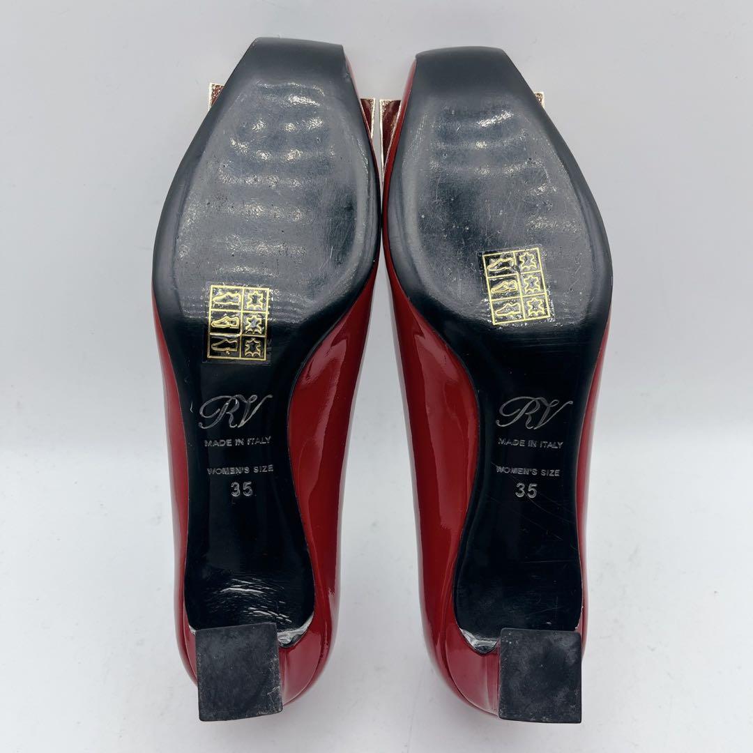 美品✨ロジェヴィヴィエ トランペット パテントレザー バックル 赤 35 22