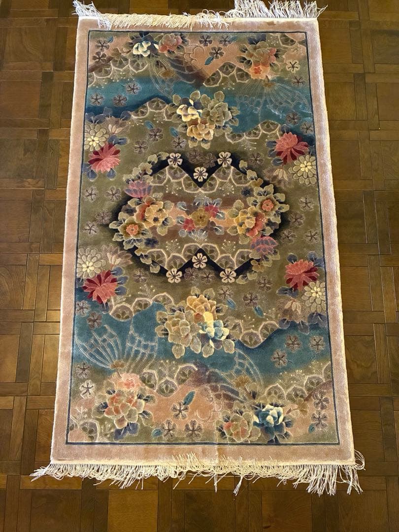 ぶひさん　中国段通 シルク絨毯 約90cm x 155cm