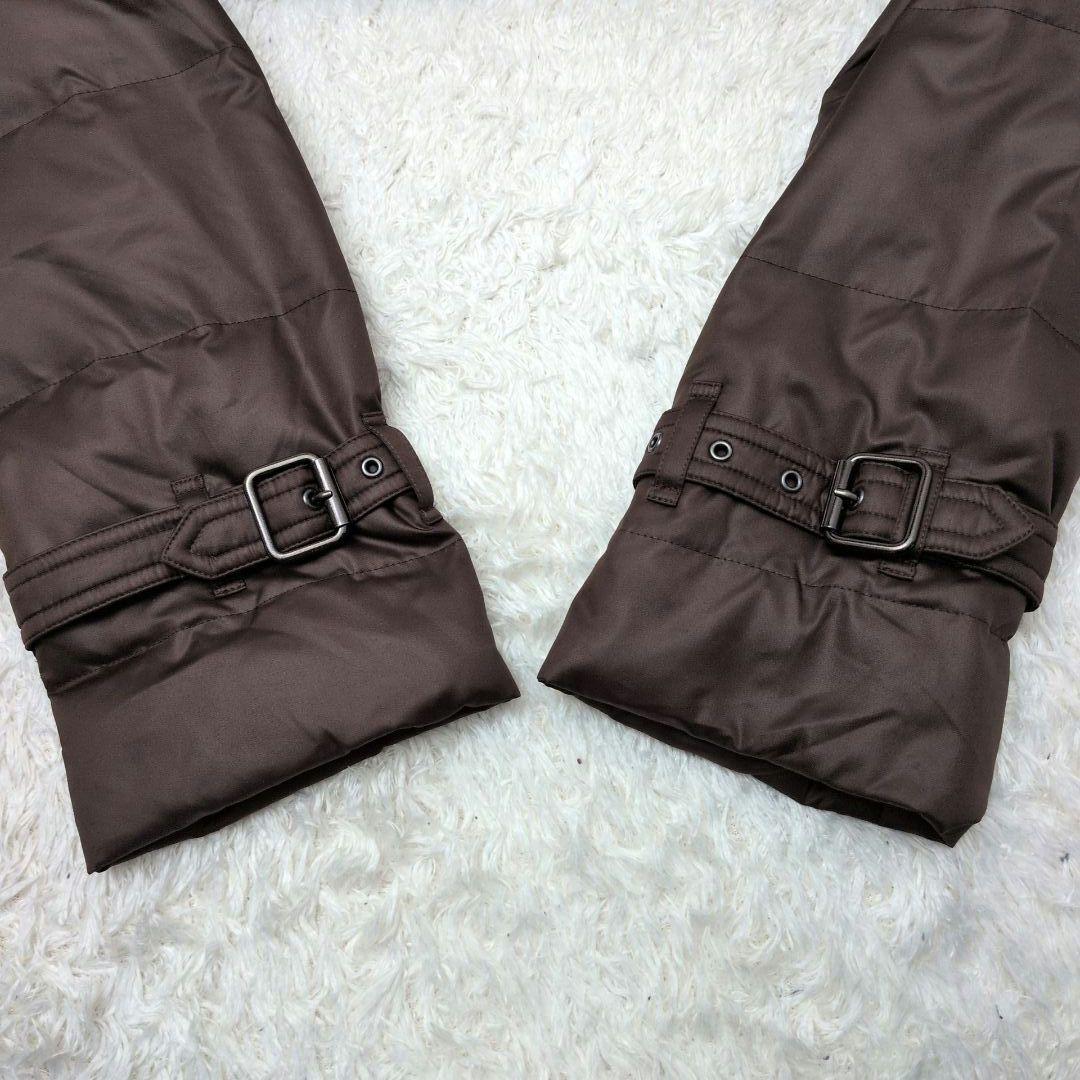 【極美品 L相当】バーバリー　ダウンジャケット　ノバチェック　ベルト　ブラウン