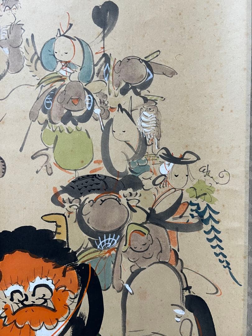 掛け軸　大津絵　高橋松山［拾人衆］紙本　共箱！