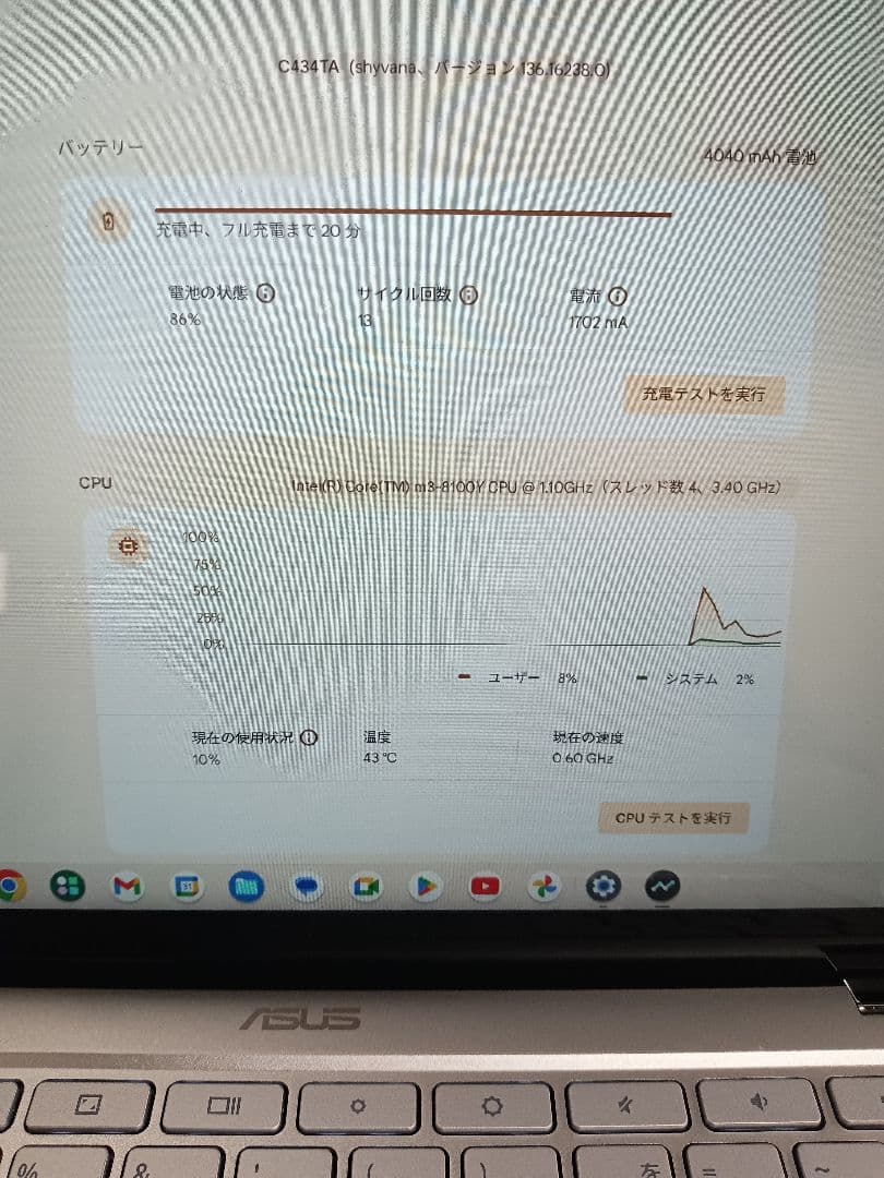 ∴Asus Chromebook本体 C434TA-AI0116 美品