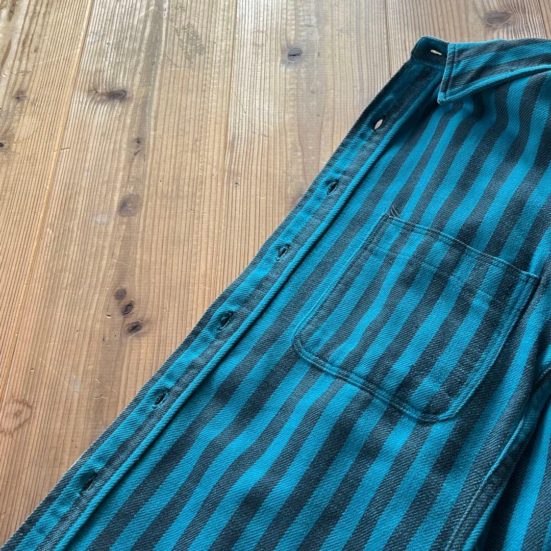 80s BIGMAC St. John's Bayストライプ ネルシャツ 青黒