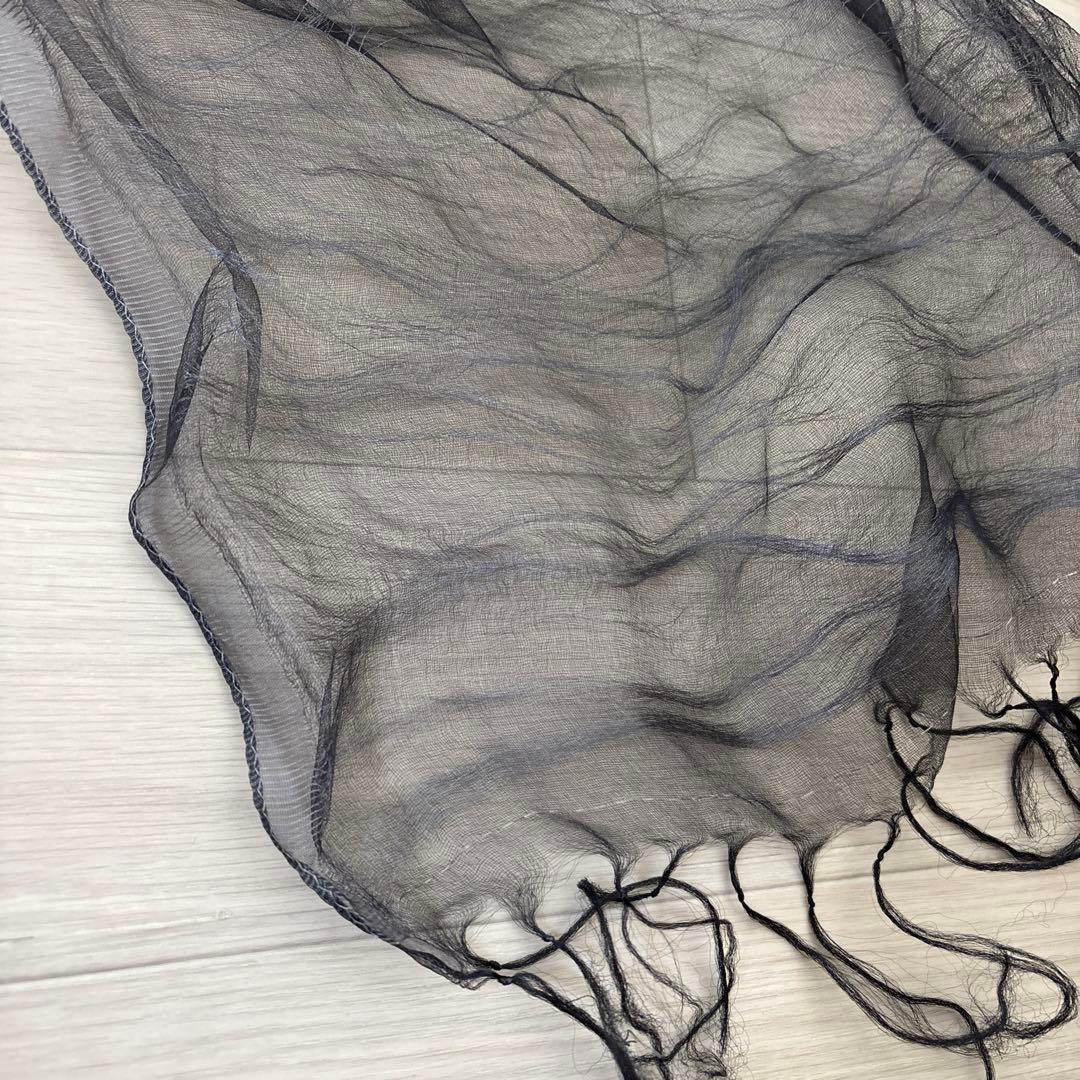 新品 夢細工 YUMEZAIKU 絹二重羽衣スカーフ 五倍子染 黒 着物