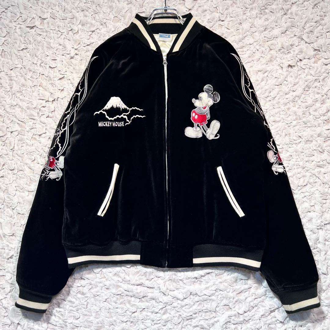 『激レア』　Disney スカジャン　ベロア　刺繍　希少　ブラック　【L】