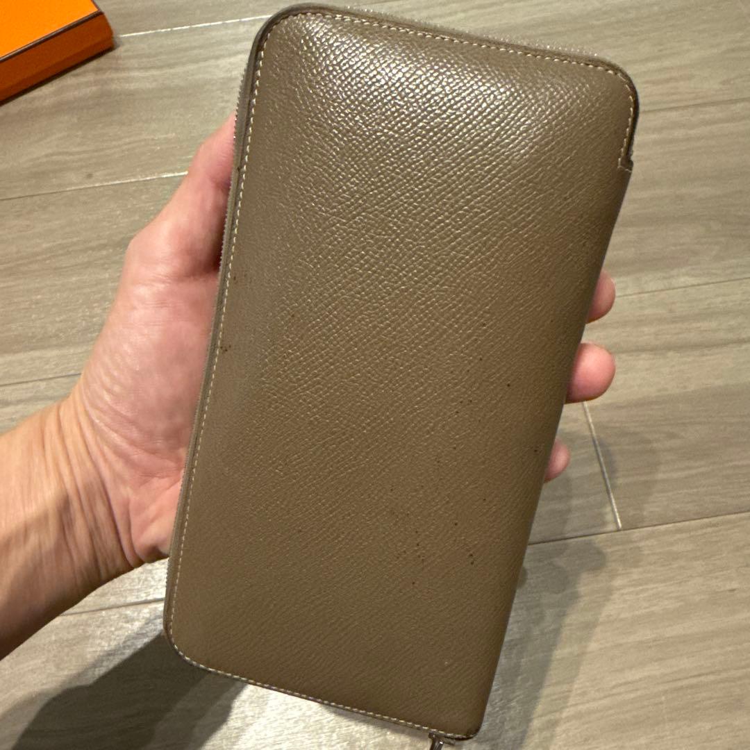 HERMES エルメス ジップ長財布 シルクインロング （エトゥープ） 箱付き