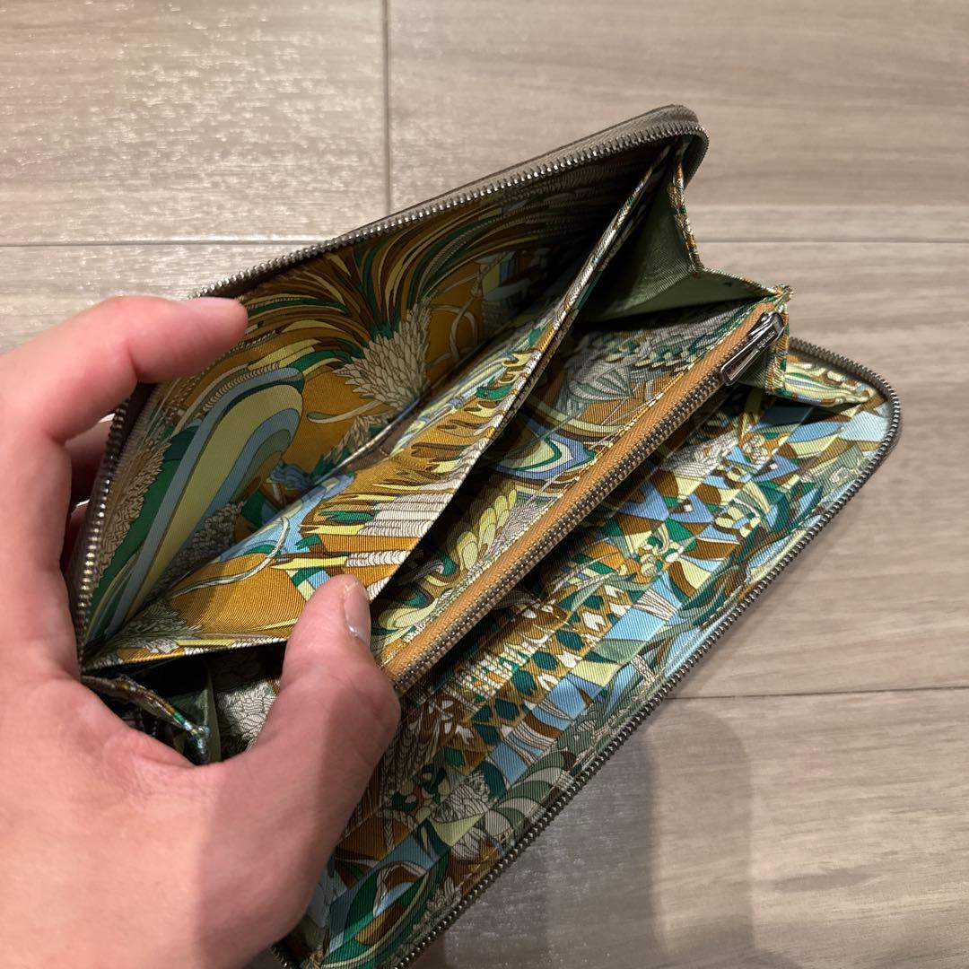 HERMES エルメス ジップ長財布 シルクインロング （エトゥープ） 箱付き