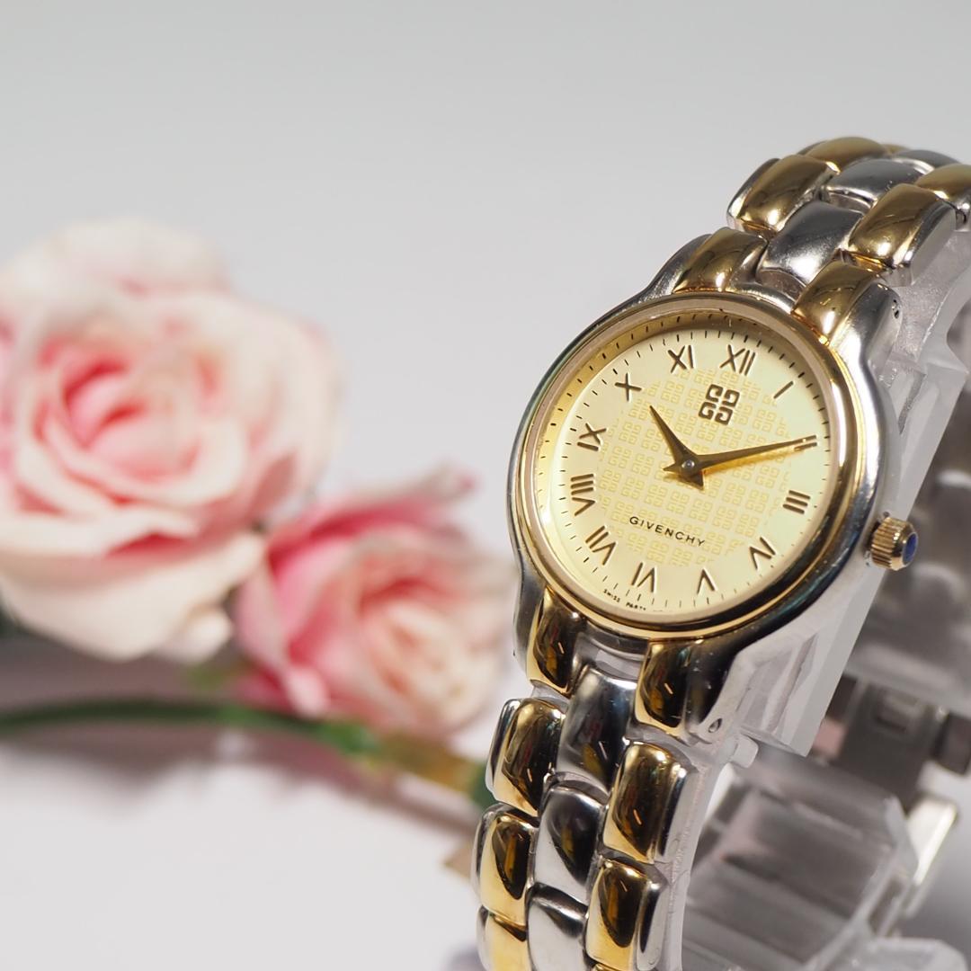 ジバンシイ GIVENCHY コンビ ゴールド文字盤 レディース腕時計 F403
