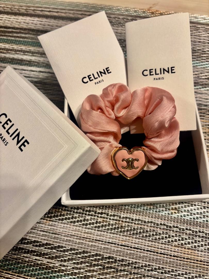 CELINE ピンク サテン ヘアゴム