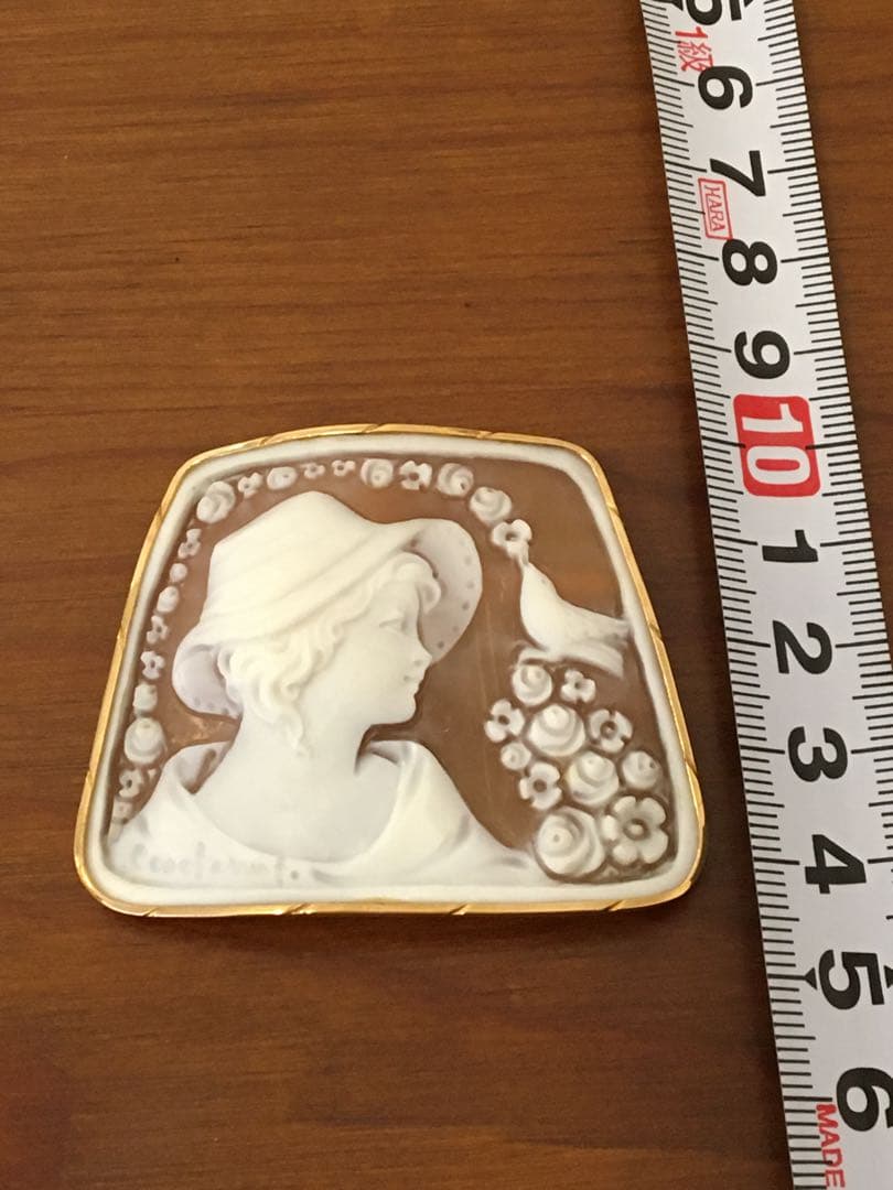 シェルカメオ　18k枠　作家物イタリー製